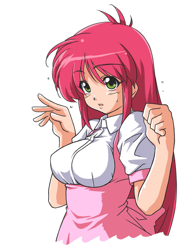 anna_miller, green_eyes, long_hair, motohiron, natsume_atsuko, nuku_nuku, red_hair, redhead, waitress