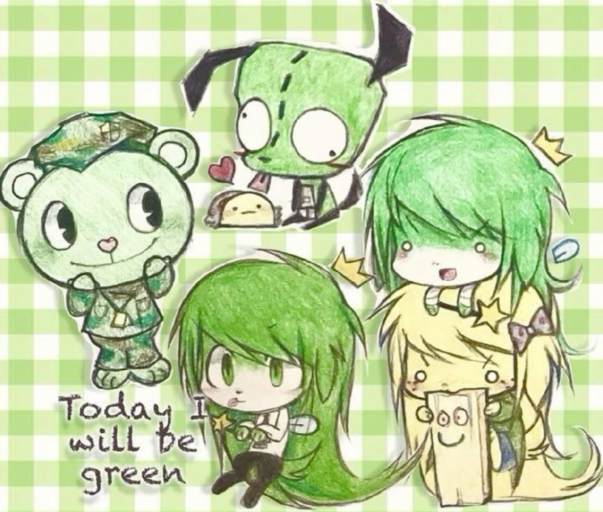 1girl, 2000s_(style), 4boys, animalization, blush, bow, canihavepromo, cosmo_(fairly_oddparents)