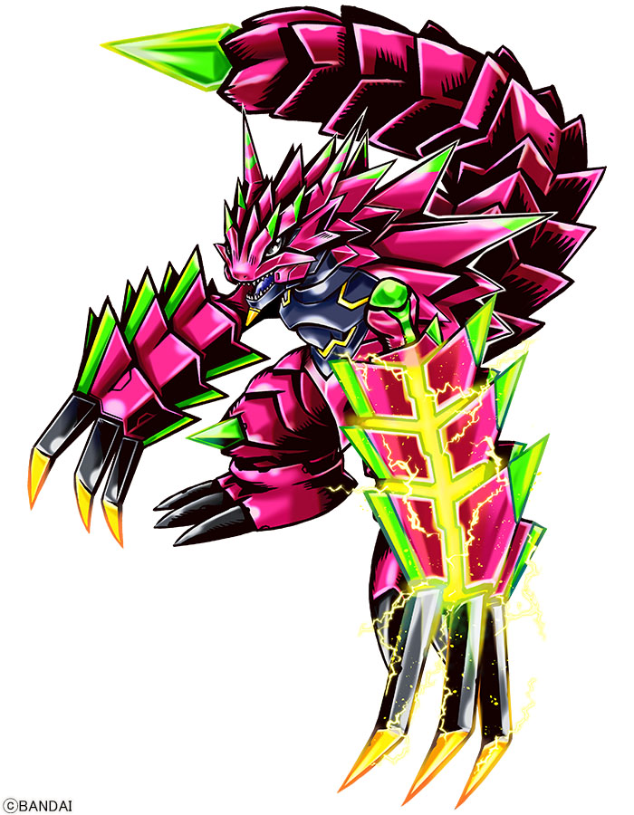 armalizamon, armor, claws, commentary_request, digimon, digimon_(creature), digimon_beatbreak, electricity