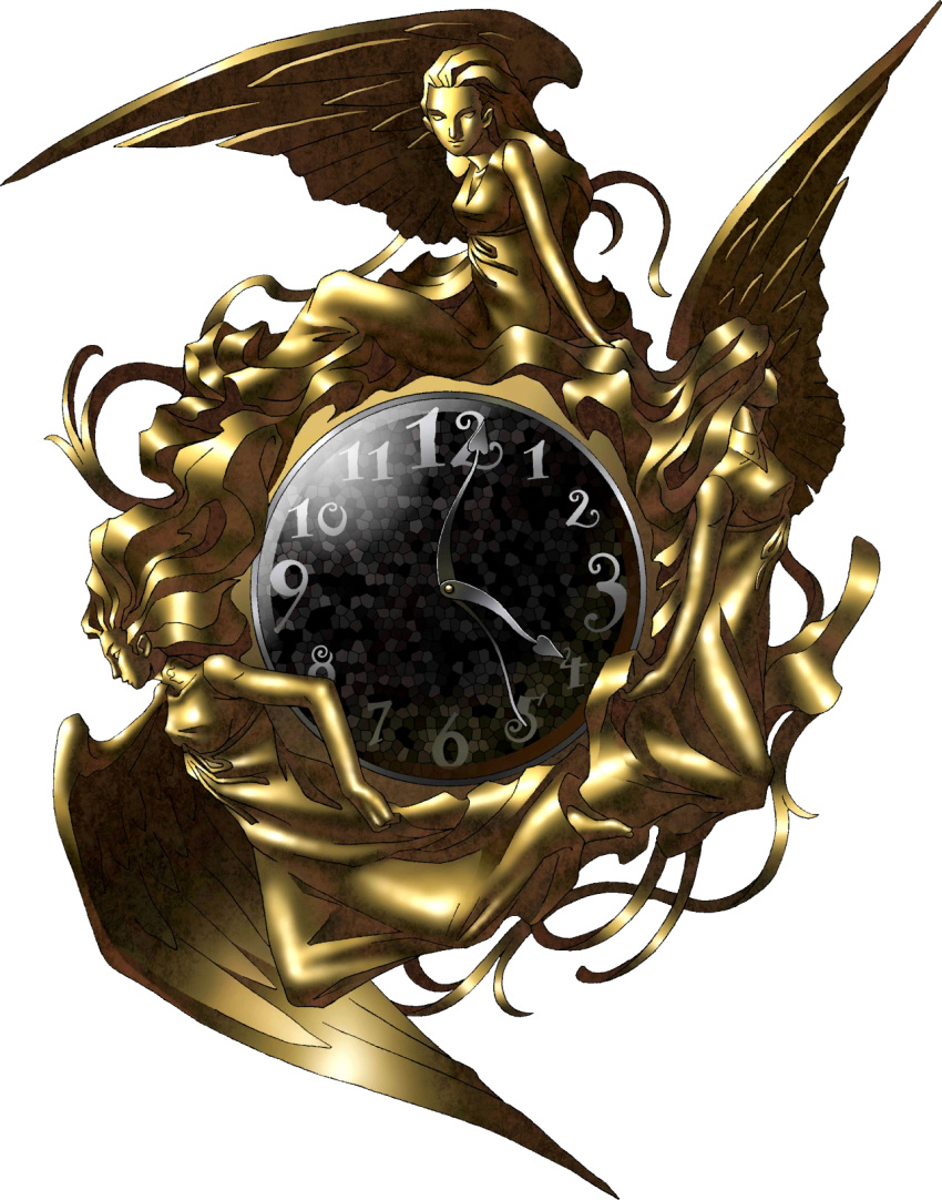 angel_wings, blonde_hair, clock, colored_skin, demon_(megami_tensei), devil_summoner:_soul_hackers, devil_summoner_(series), full_body