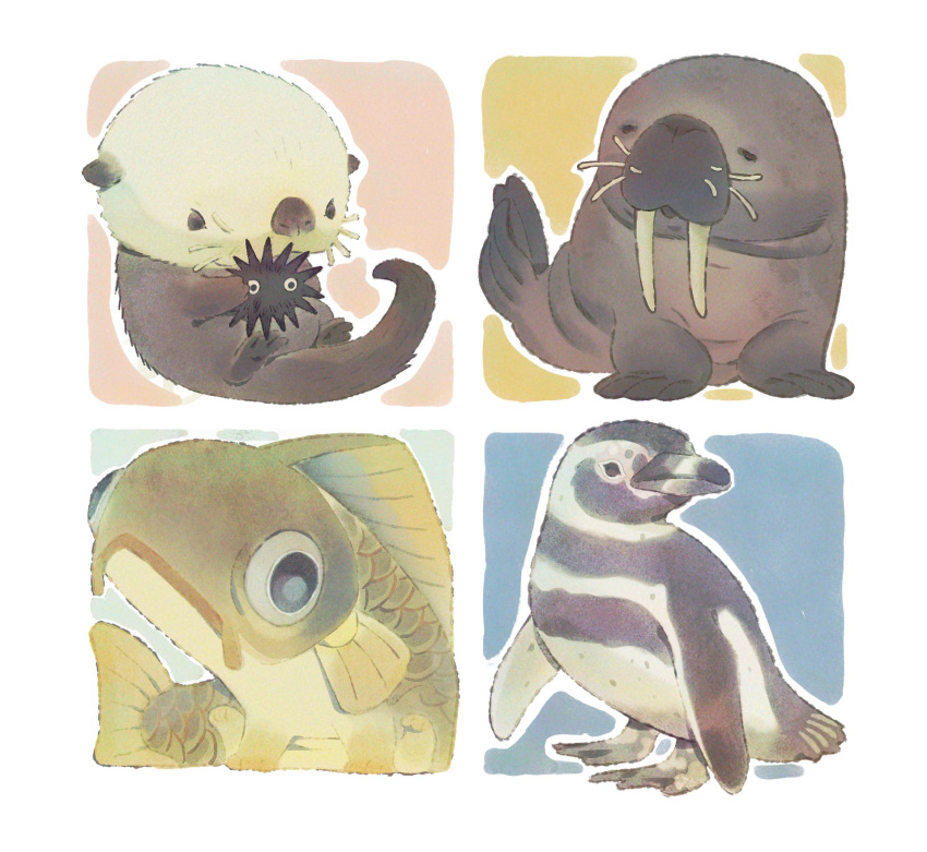 animal_focus, baby_animal, commentary, english_commentary, film_grain, fish, highres, little_penguin