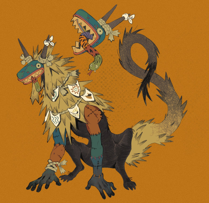 claws, colored_skin, commentary, dragon, english_commentary, fangs, hay, highres