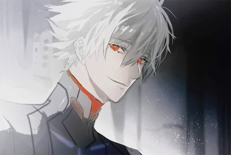 1boy, bodysuit, closed_mouth, hair_between_eyes, looking_at_viewer, looking_to_the_side, male_focus, mecha_pilot_suit