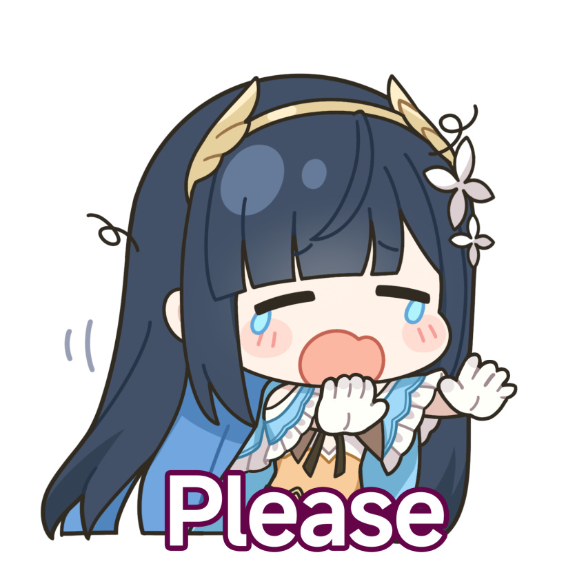1girl, black_hair, blue_hair, blunt_bangs, closed_eyes, colored_inner_hair, commentary, dress