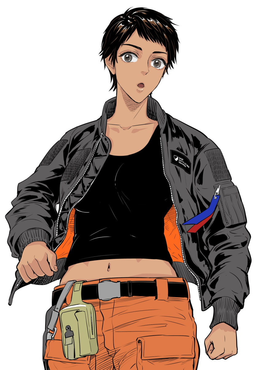1girl, ace_combat, ace_combat_7, avril_mead, black_hair, black_shirt, highres, jacket