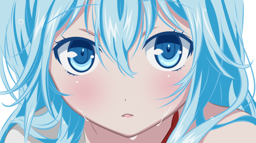 blue_eyes, blue_hair, close, denpa_onna_to_seishun_otoko, touwa_erio, transparent, vector, wet