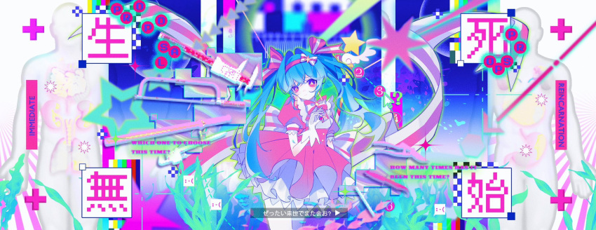 1girl, baton_(weapon), blood, blood_splatter, blue_hair, bow, bow_hairband, bowtie