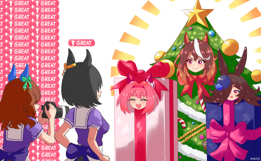 5girls, absurdres, air_groove_(umamusume), animal_ears, blue_flower, blue_rose, blush, bow