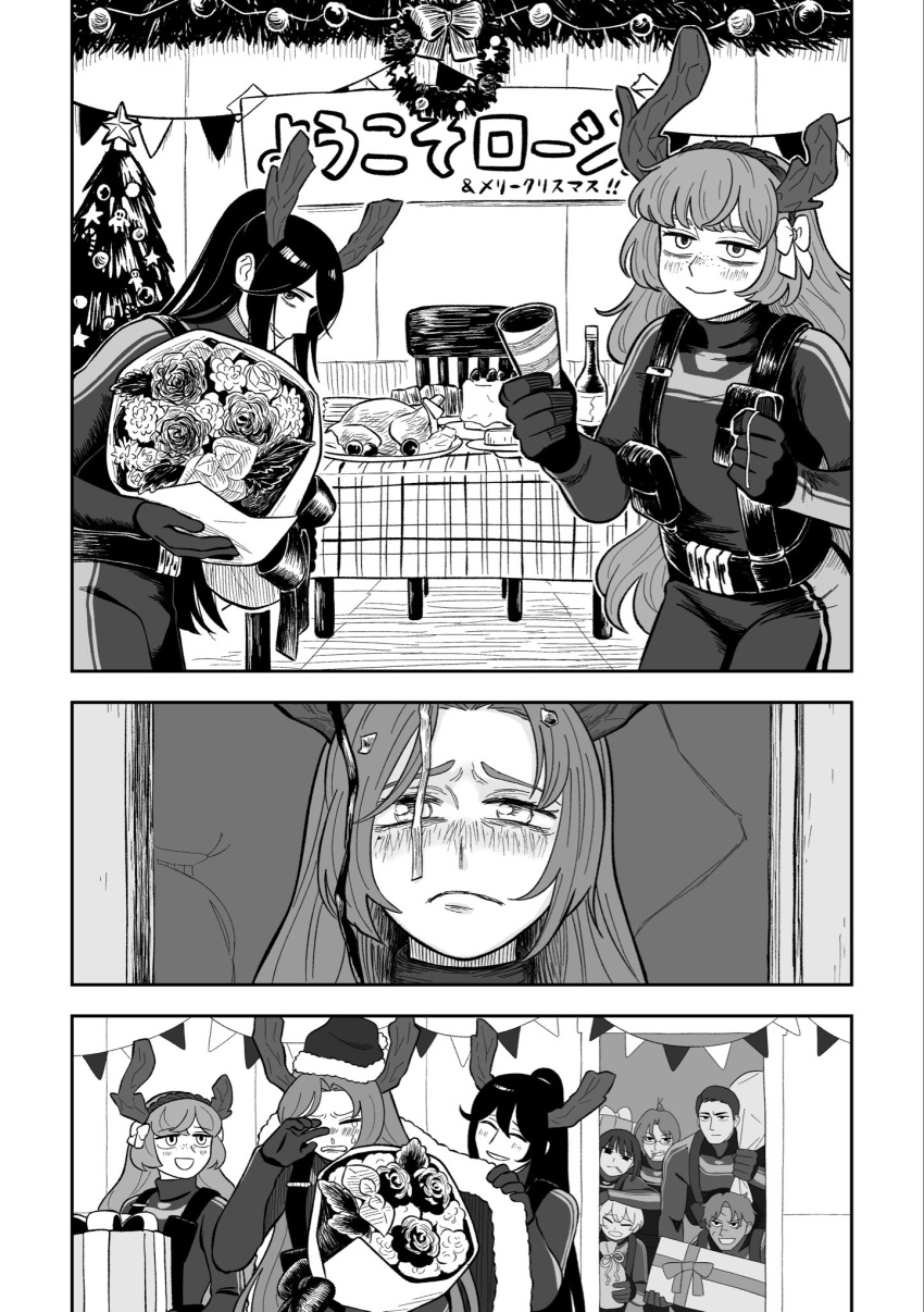 antlers, bouquet, crying, f_duck478, flower, food, gift, gregor_(project_moon)