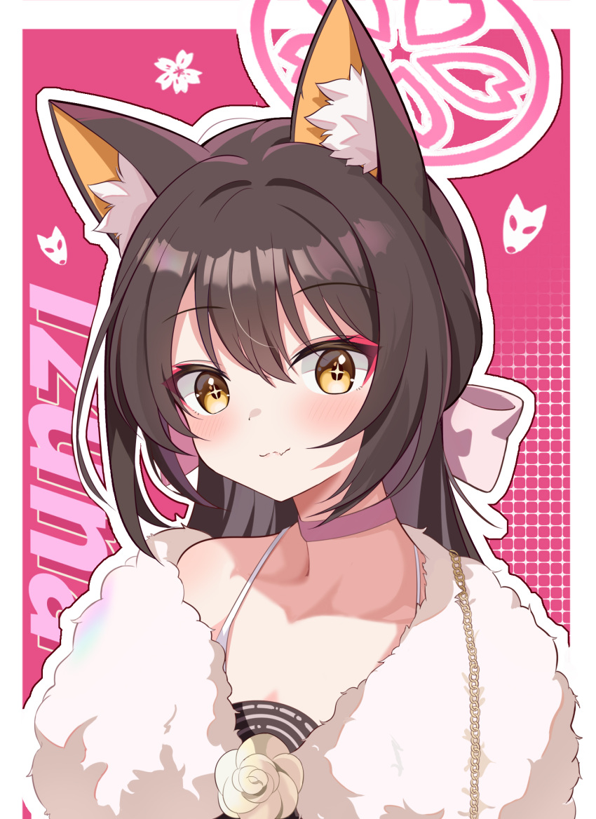 +_+, 1girl, animal_ear_fluff, animal_ears, blue_archive, brown_hair, capelet, character_name