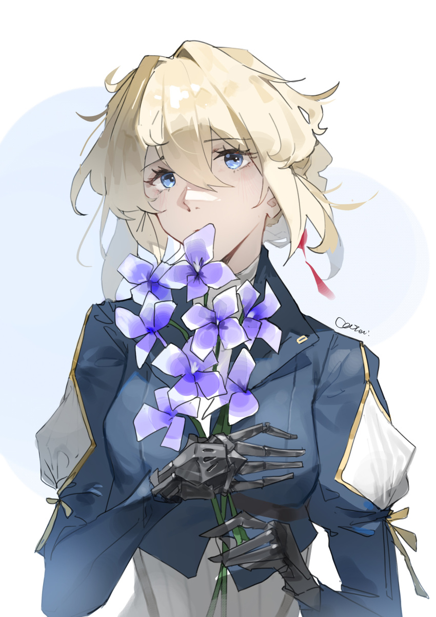 1girl, absurdres, blonde_hair, blue_eyes, blue_jacket, commentary, coteri, dress