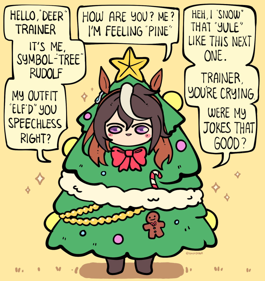 1girl, animal_ears, black_pantyhose, blush_stickers, bow, brown_hair, candy, candy_cane
