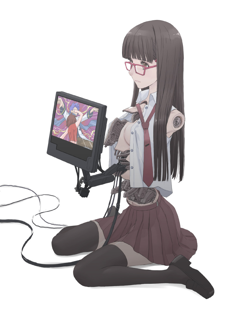 artist_request, brown_hair, cameo, glasses, highres, kaito, le0, long_hair