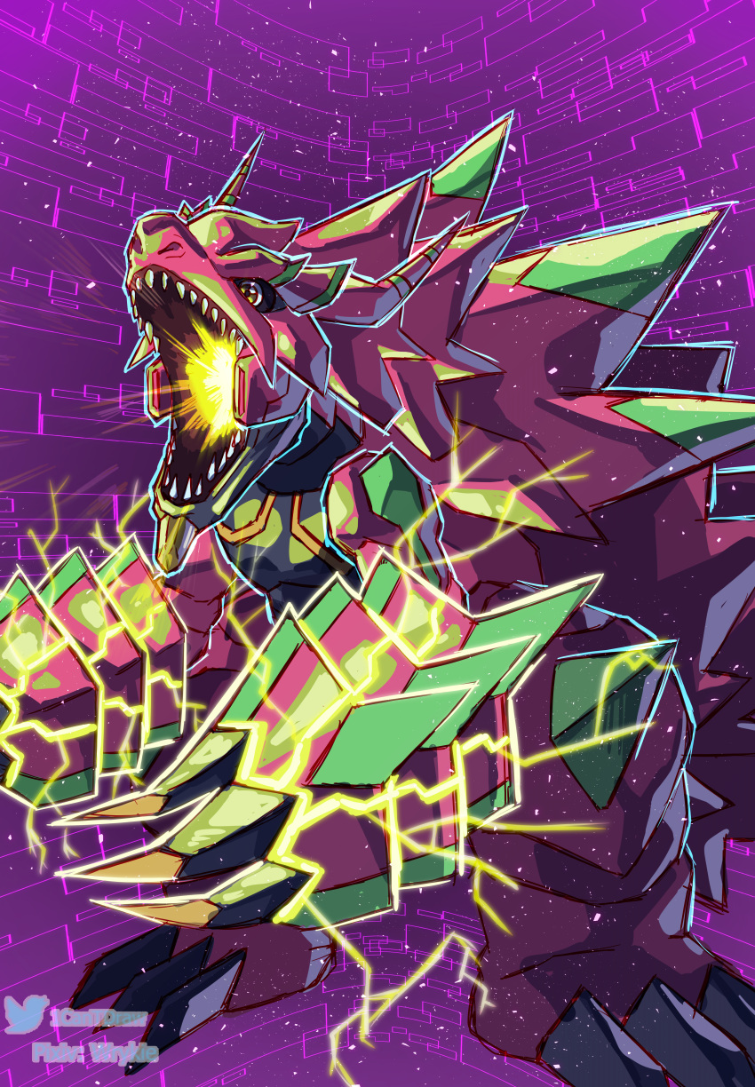 absurdres, armalizamon, armor, claws, digimon, digimon_(creature), digimon_beatbreak, electricity