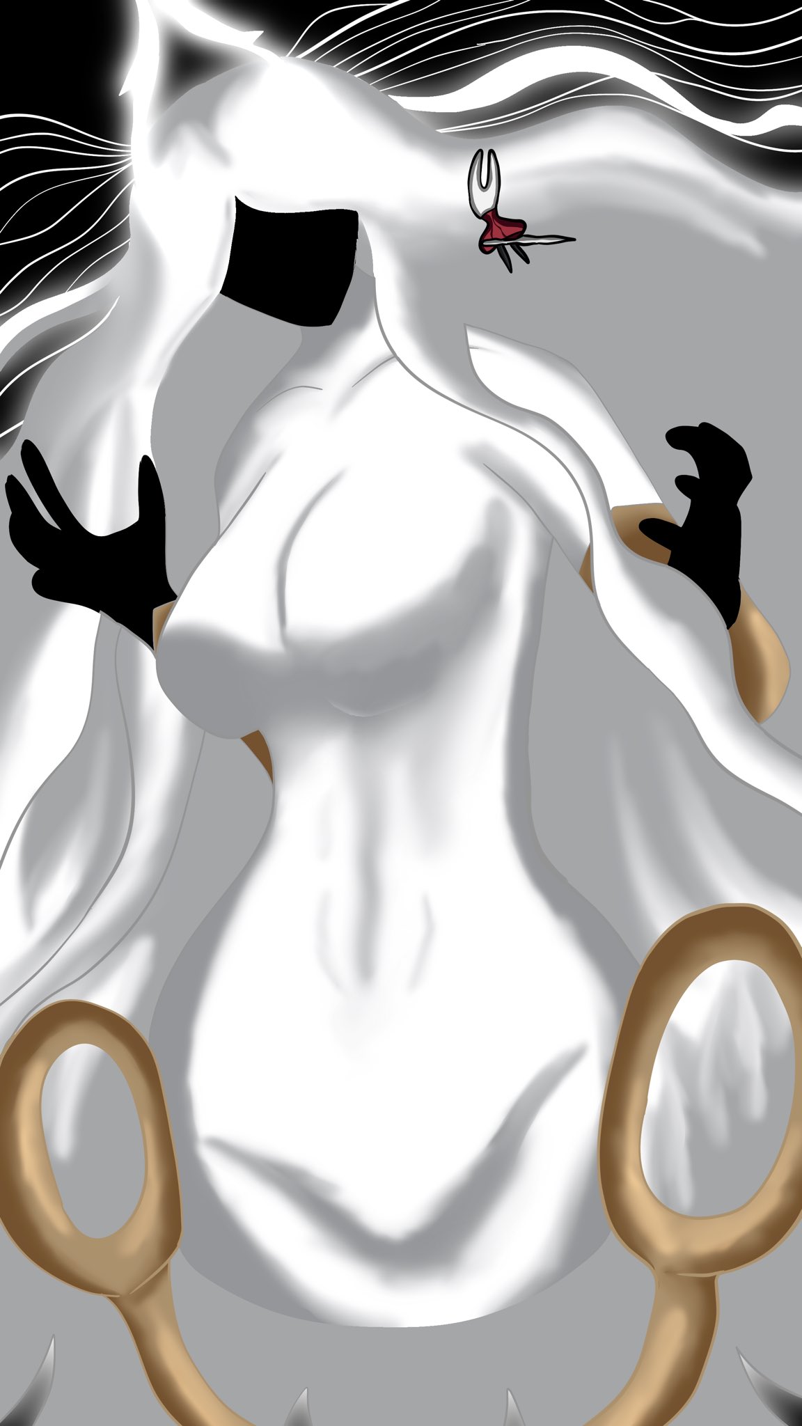 ass, breasts, cloak, colored_skin, grand_mother_silk_(hollow_knight), highres, hollow_knight, hollow_knight:_silksong