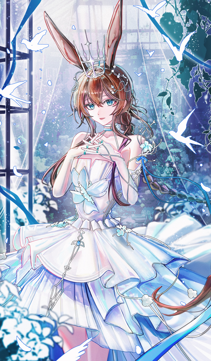 1girl, absurdres, alternate_costume, alternate_hairstyle, amiya_(arknights), animal_ear_fluff, animal_ears, arknights