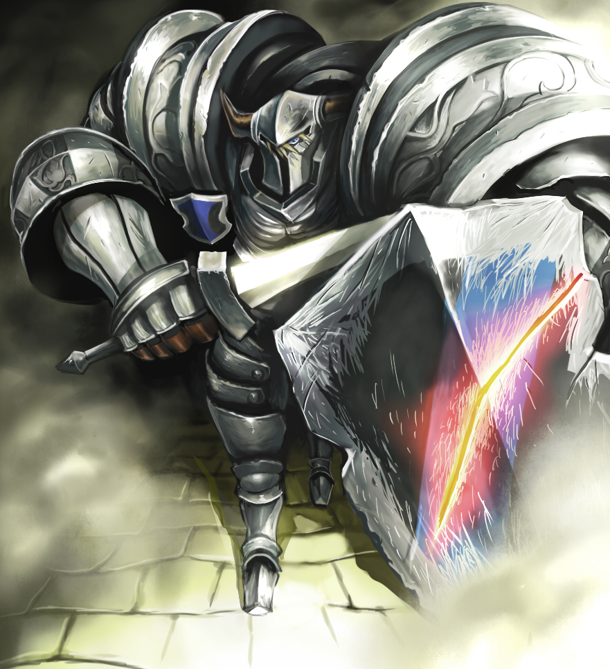 blue_eyes, dragon's_crown, dragon's_crown, fighter_(dragon's_crown), fighter_(dragon's_crown), itagayui, knight, shield