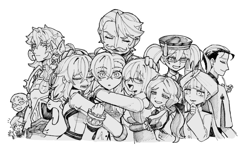 ahoge, blush_stickers, captain_nemo_(fate), crying, facial_hair, fate/grand_order, fate_(series), fou_(fate)