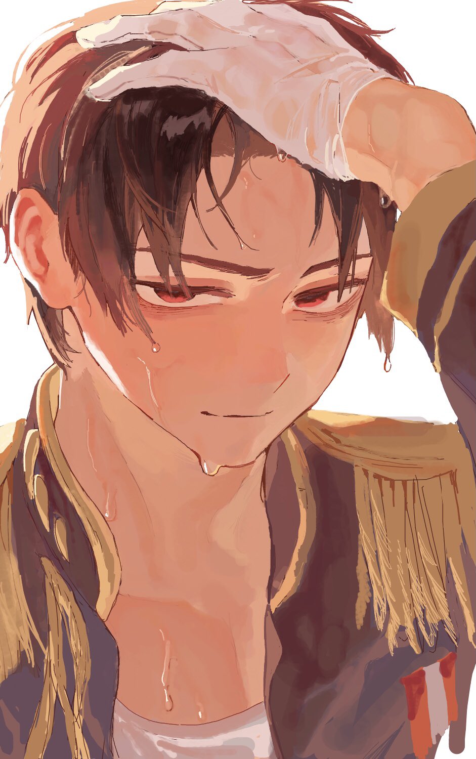 1boy, axis_powers_hetalia, bags_under_eyes, black_hair, black_jacket, closed_mouth, commentary_request, epaulettes