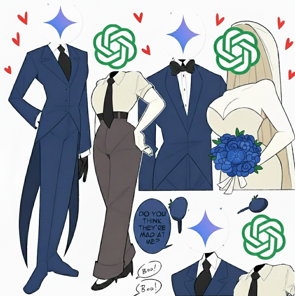 alternoxisgay_(artist), blue_shirt, chatgpt, chatgpt-tan, dress, gemini-ai, google, non-web_source