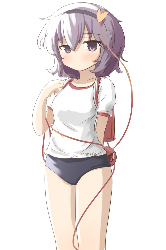 backpack, bag, blush, buruma, eyeball, gym_uniform, hairband, heart
