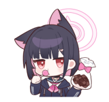 1girl, animal_ears, animated, animated_png, black_hair, blue_archive, candy, cat_ears