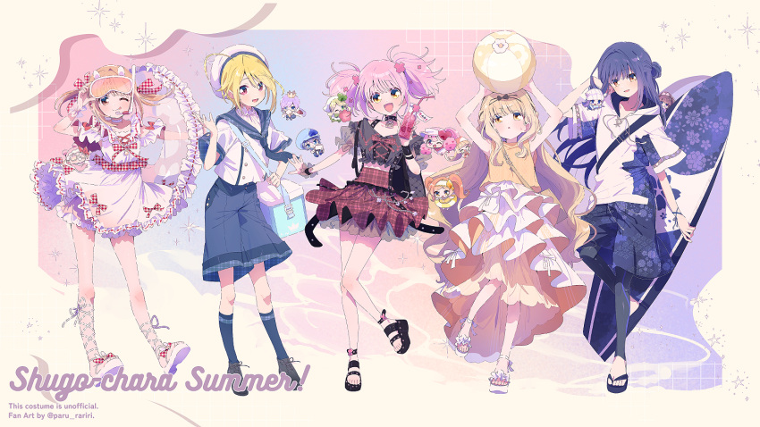 4boys, 6+girls, :o, ;p, ^_^, adapted_costume, adjusting_eyewear, ahoge