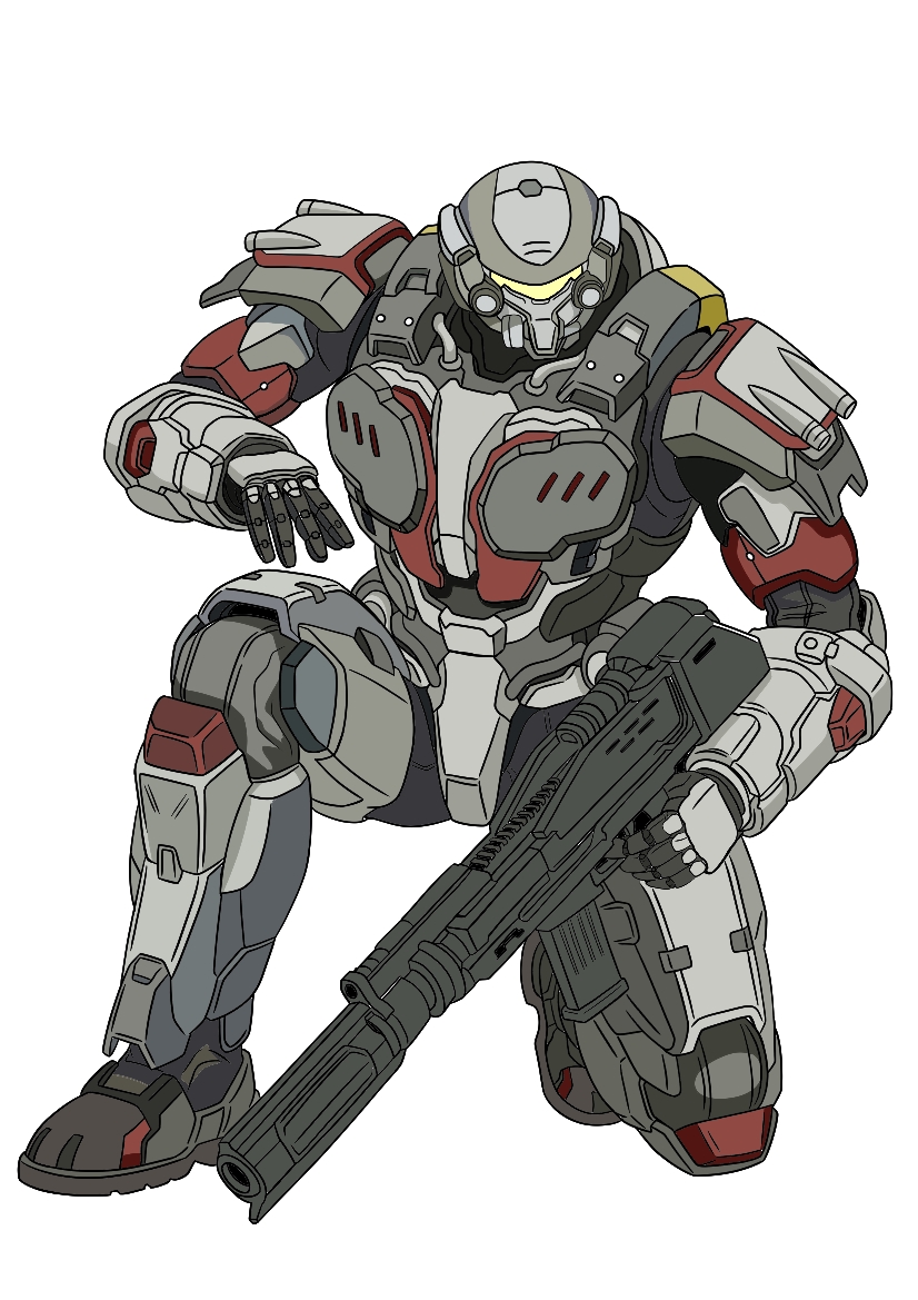 1boy, armor, armored_bodysuit, azur_lane, commander_(azur_lane), facing_viewer, full_body, gun