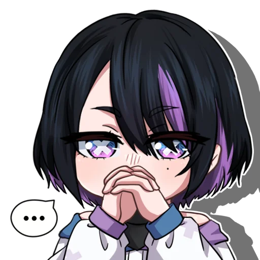 1girl, black_hair, hair_between_eyes, hikka_(oc), hikka_(website), korzynka_persykiv, looking_at_viewer, mole