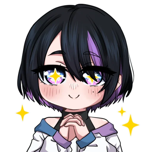 +_+, 1girl, black_hair, hair_between_eyes, hikka_(oc), hikka_(website), korzynka_persykiv, mole