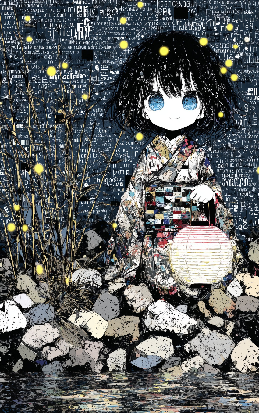 1girl, absurdres, black_hair, blue_eyes, center-flap_bangs, child, closed_mouth, highres
