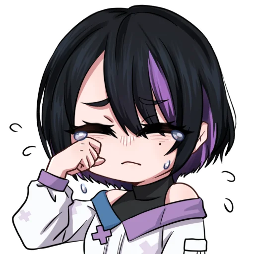 1girl, black_hair, closed_eyes, crying, flying_sweatdrops, hair_between_eyes, hikka_(oc), hikka_(website)