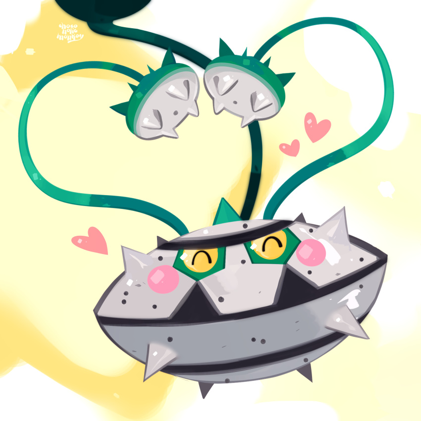artist_name, blush, blush_stickers, chocoholicmonkey, closed_eyes, commentary, english_commentary, ferrothorn