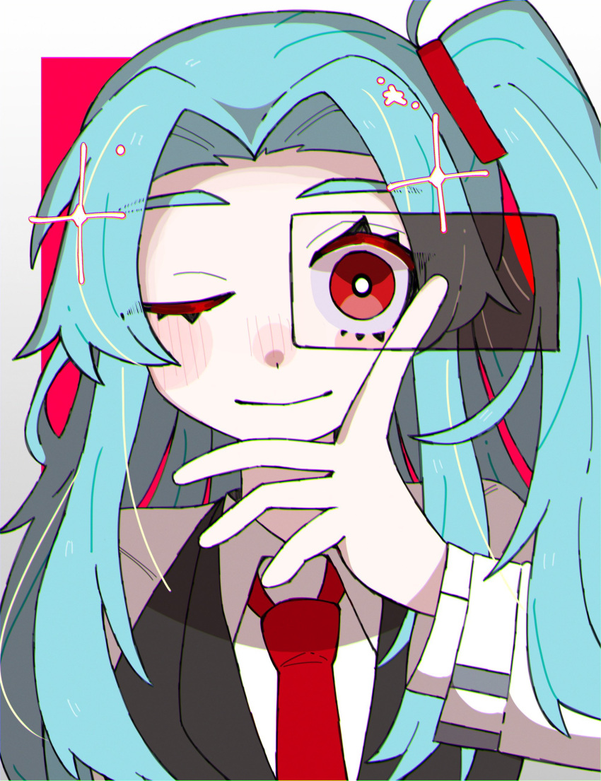 1444tmt, absurdres, angela_(project_moon), blue_hair, collared_shirt, highres, lab_coat, lobotomy_corporation