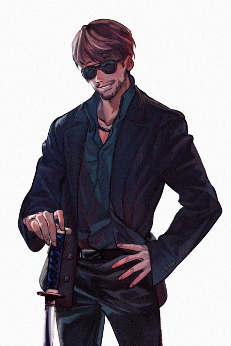 1boy, anthonykaen, beard_stubble, belt, black-framed_eyewear, black_belt, black_hair, black_jacket