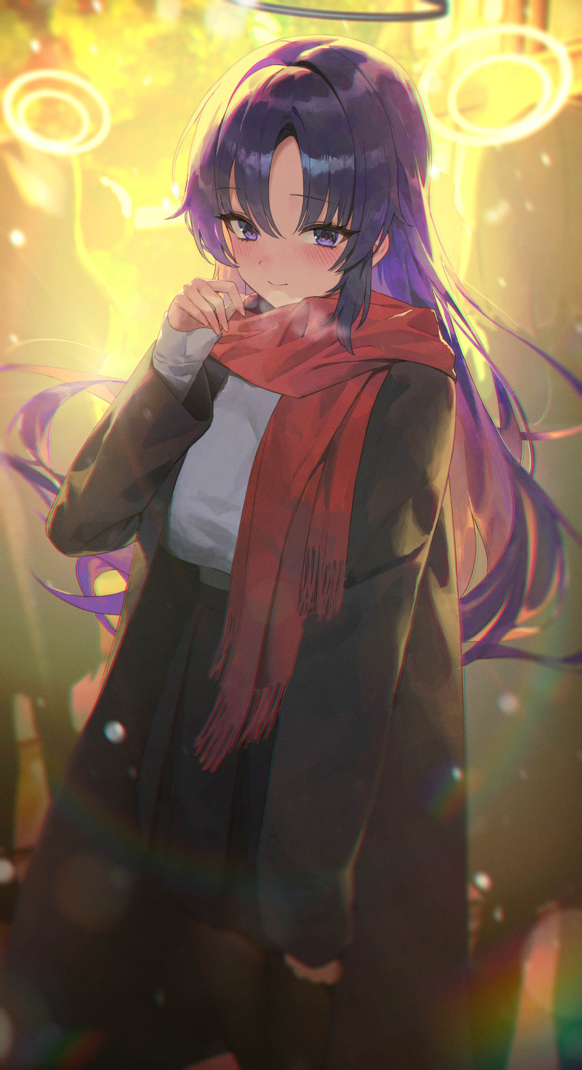1girl, absurdres, alternate_costume, alternate_hairstyle, black_halo, black_jacket, black_pantyhose, black_skirt