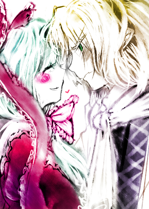 angry, blush, enkoko, heart, kagiyama_hina, mizuhashi_parsee, multiple_girls, smile