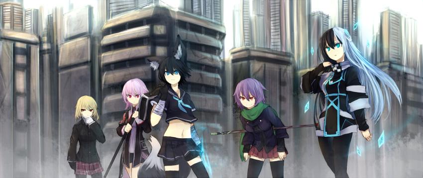 adjusting_hair, animal_ears, baal_(shiomachi), bag, bandage, bandages, bike_shorts, black_hair