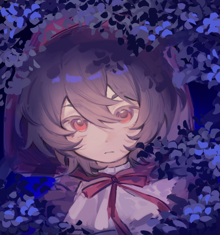 1girl, black_hair, bush, closed_mouth, highres, hood, hood_up, looking_at_viewer