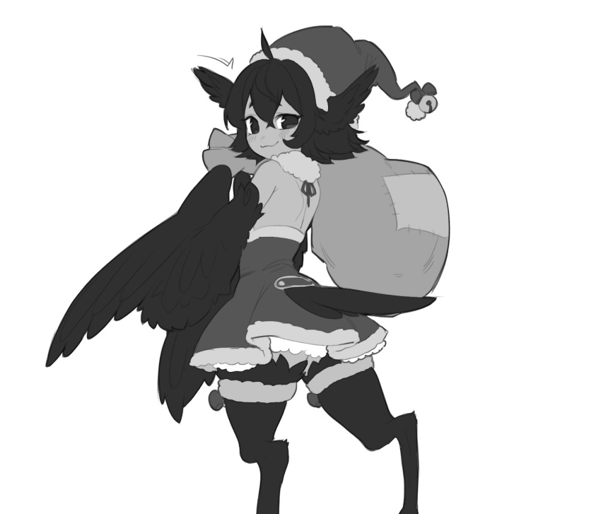 1girl, :3, ahoge, bird, bird_legs, commission, commissioner_upload, crow