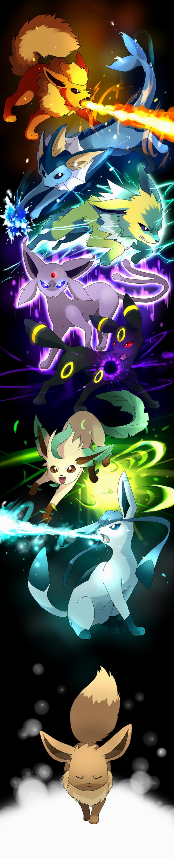 closed_eyes, eevee, electricity, espeon, eyes_closed, fire, flareon, ginziro