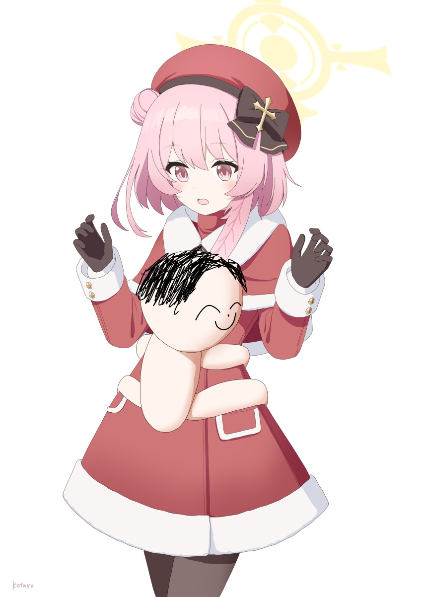 1boy, 1girl, :o, absurdres, artist_name, beret, black_bow, black_gloves
