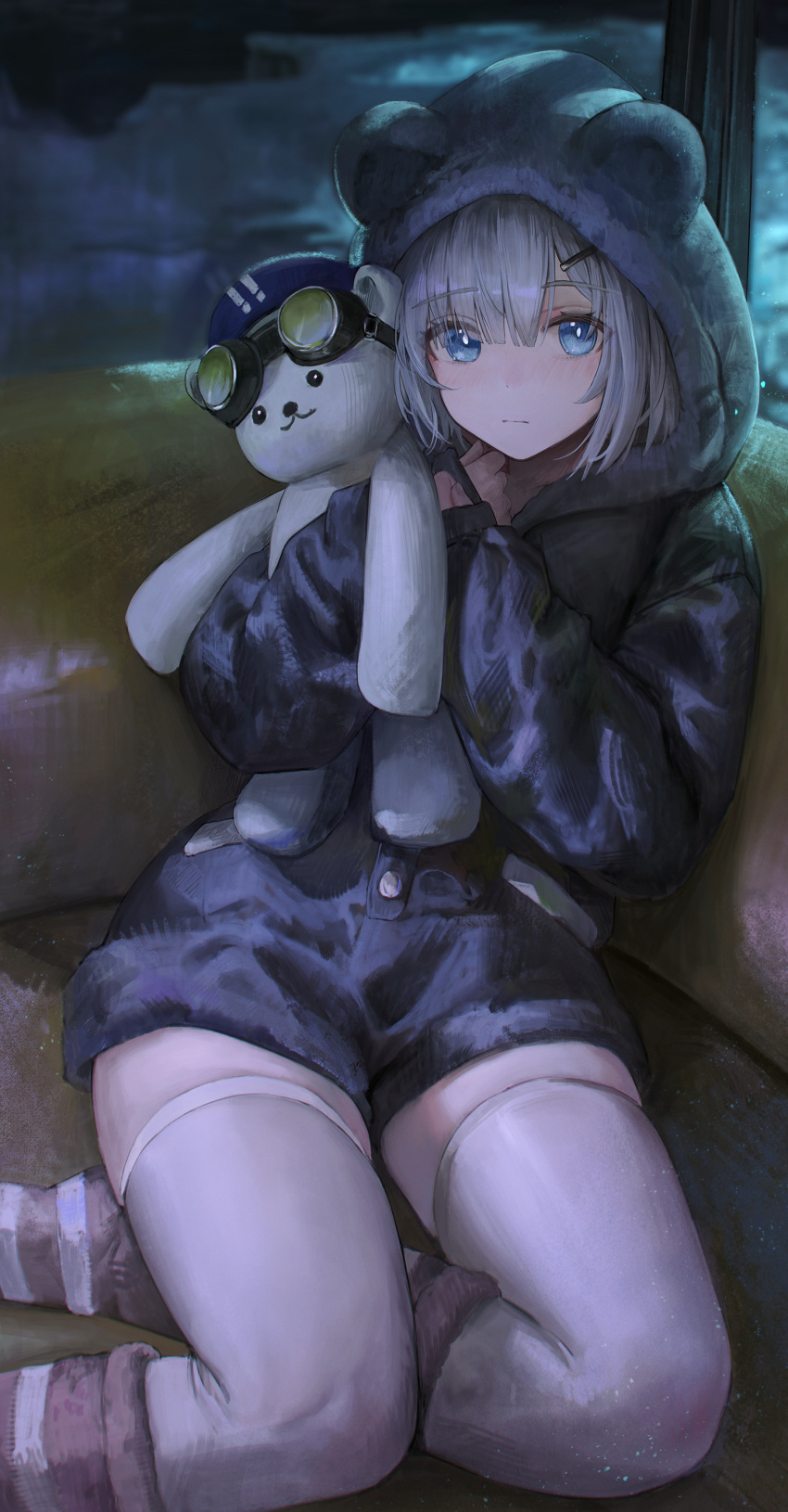 1girl, absurdres, animal_ears, animal_hood, arknights, arknights:_endfield, aurora_(arknights), bear_ears