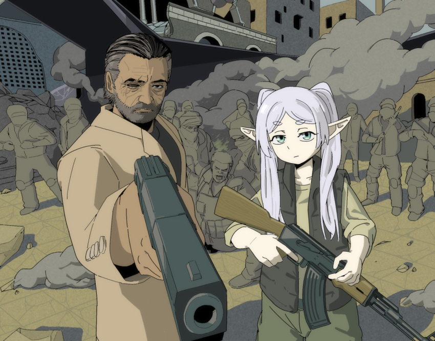 aiming, aiming_at_viewer, ak-47, assault_rifle, call_of_duty, call_of_duty:_black_ops_2, elf, expressionless