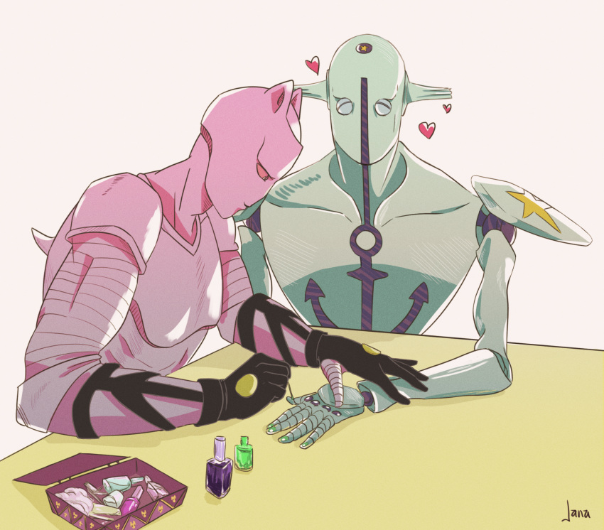 2others, anchor_symbol, animal_ears, artist_name, black_gloves, cat_ears, colored_skin, commentary