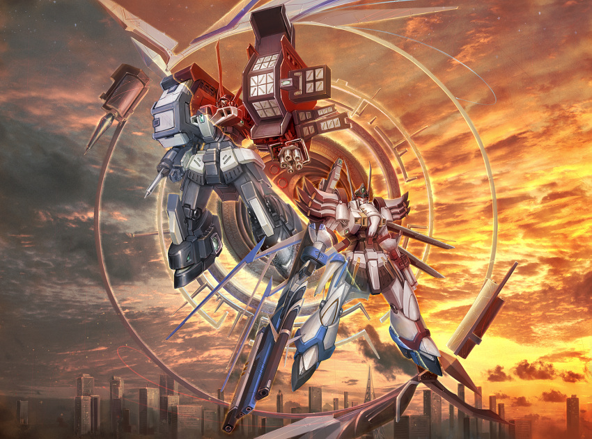 alteisen, alteisen_nacht, bad_id, cityscape, gun, intuos9, mecha, sunset, super_robot_wars, super_robot_wars_endless_frontier, super_robot_wars_endless_frontier_exceed, super_robot_wars_og_saga_mugen_no_frontier, super_robot_wars_og_saga_mugen_no_frontier_exceed, weapon, weissritter, weissritter_abend
