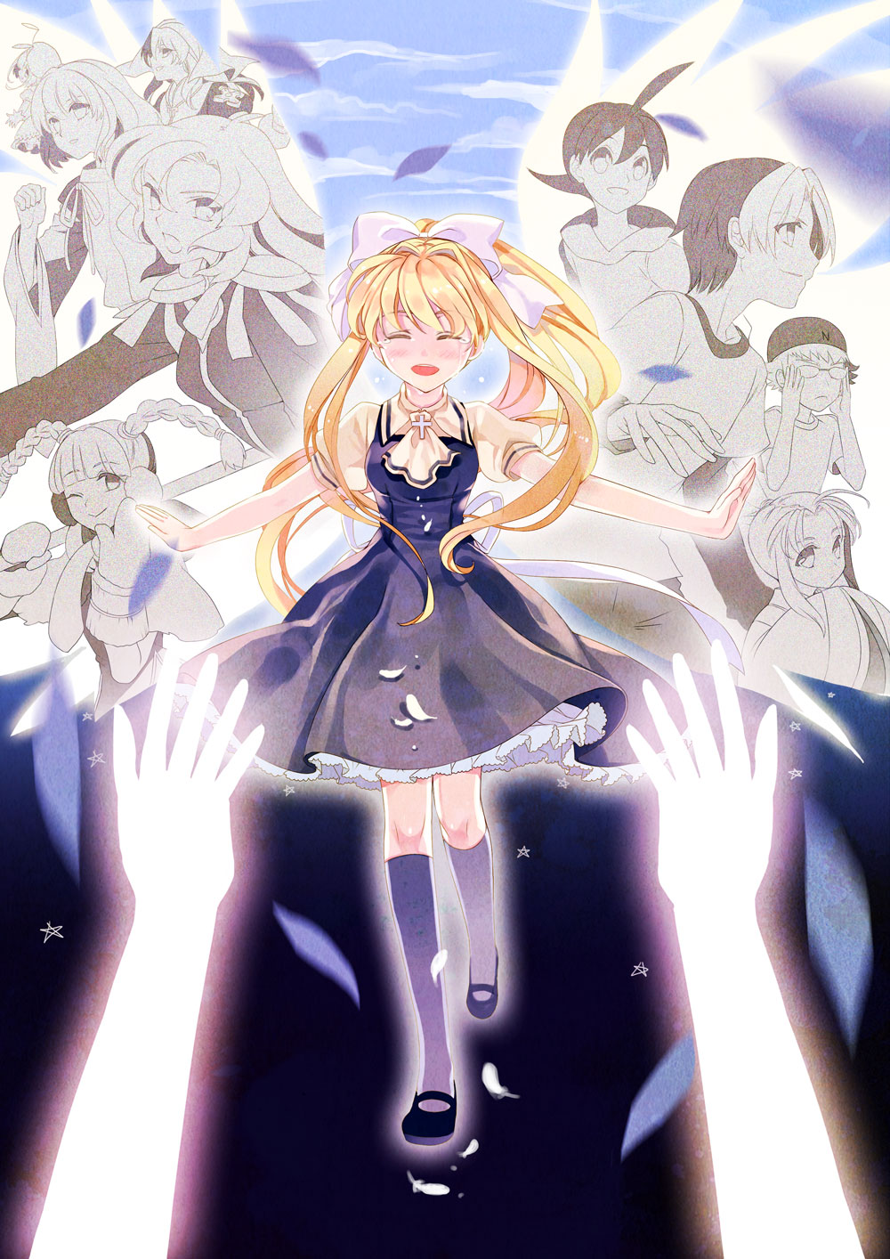 6+girls, air, blonde_hair, character_request, chicchana_yukitsukai_sugar, chiriko_(fushigi_yuugi), chrno_crusade, chrono_crusade