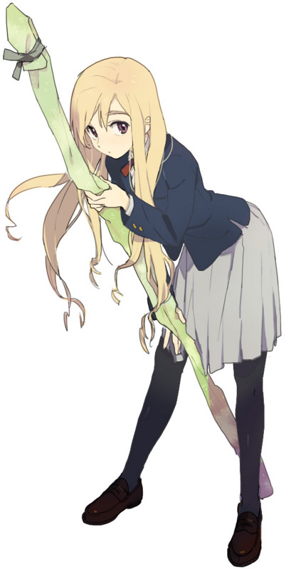 blazer, blonde_hair, bow_(weapon), brown_eyes, loafers, long_hair, original, pantyhose