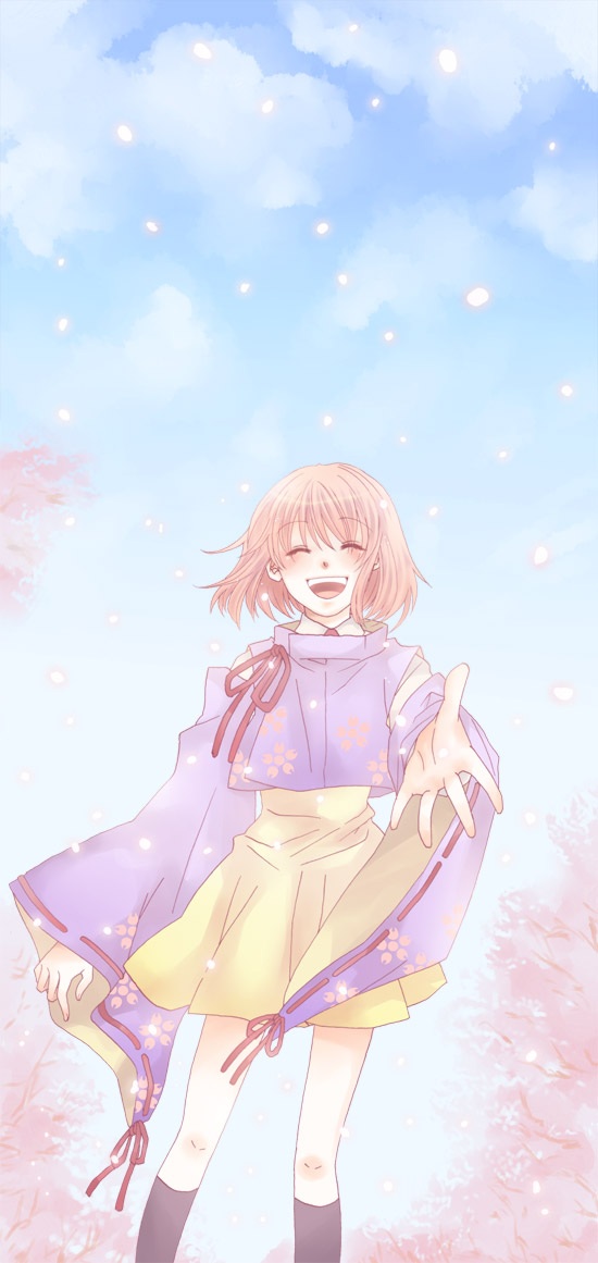 cherry_blossoms, closed_eyes, eyes_closed, flower, harukanaru_toki_no_naka_de, harukanaru_toki_no_naka_de_1, japanese_clothes, kawakami_tomoko