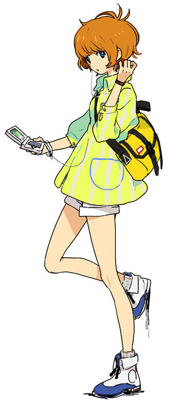 earphones, fashion, nintendo_ds, orange_hair, original, poo-dkg, poo_(artist), raincoat